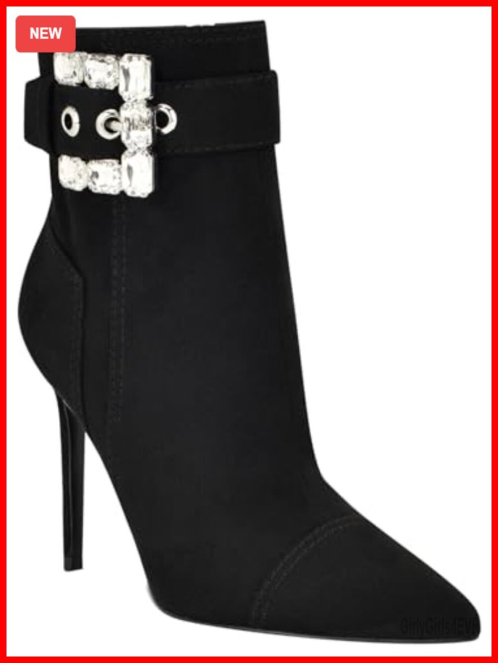 Nine West Fabrica Faux Suede Stiletto Ankle Booties Pointed Toe Zip
